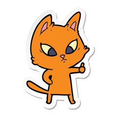 sticker of a confused cartoon cat