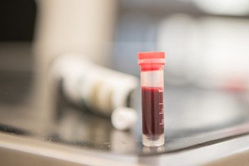 Blood samples for analysis in a test tube