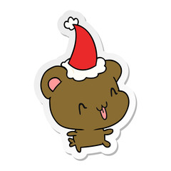 christmas sticker cartoon of kawaii bear