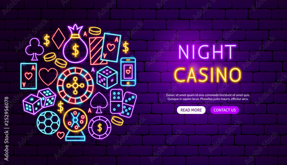 Wall mural night casino neon banner design