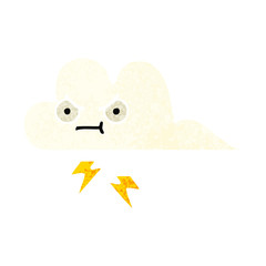 retro illustration style cartoon thunder cloud