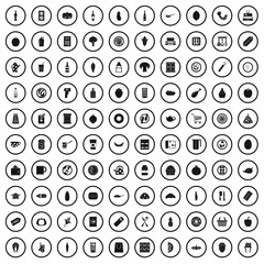 100 lunch icons set in simple style for any design vector illustration
