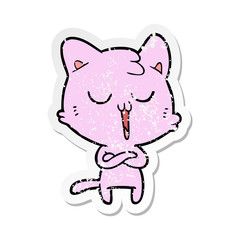 Obraz na płótnie Canvas distressed sticker of a cartoon cat singing