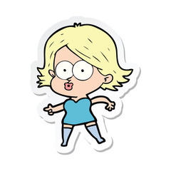 sticker of a cartoon girl pouting