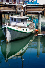 Fishing Boat in the harbor at Fishermans Wharf in San Francisco, California, USA.