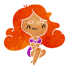 retro cartoon of a cute kawaii girl