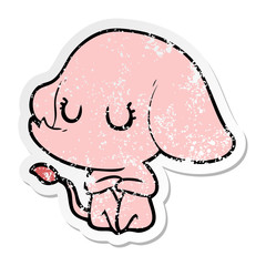 distressed sticker of a cute cartoon elephant