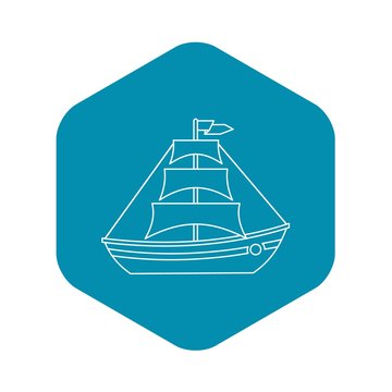 Boat with sails icon. Outline illustration of boat with sails vector icon for web