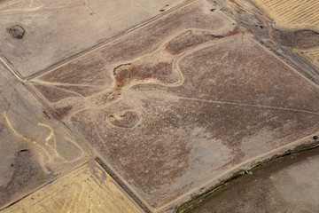 Aerial photography of Victorian countryside near Great Ocean Road, Victoria, Australia during drought