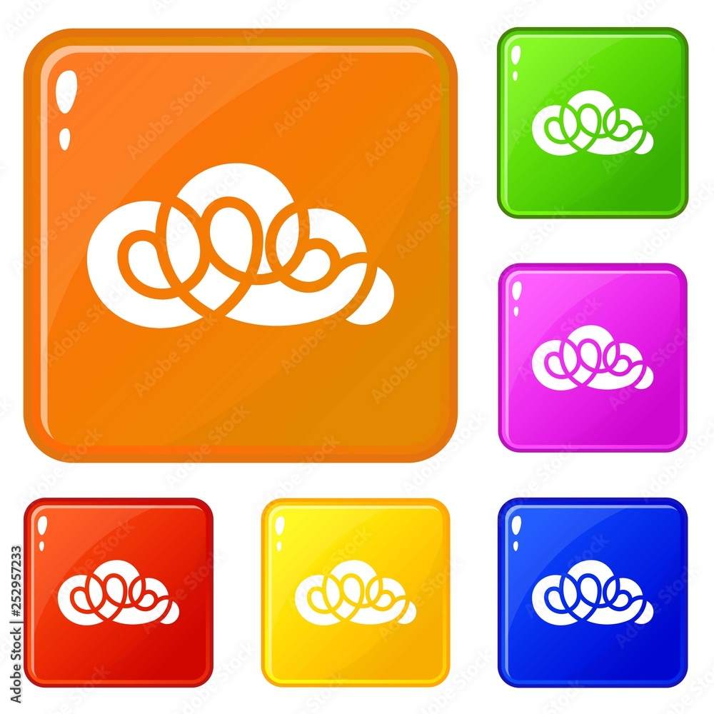 Poster element cloud icons set collection vector 6 color isolated on white background