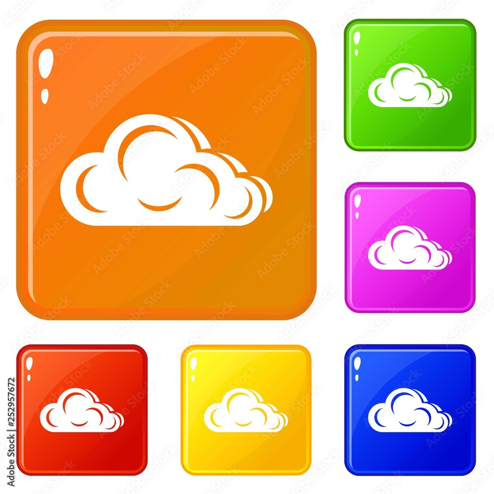 Poster art cloud icons set collection vector 6 color isolated on white background