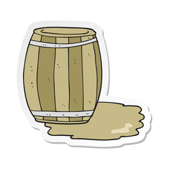 sticker of a cartoon barrel of beer
