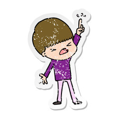 distressed sticker of a cartoon stressed man