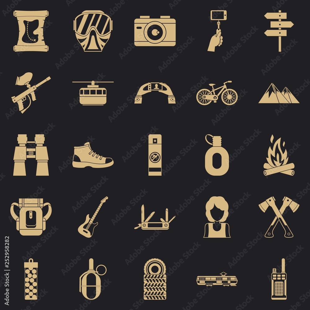 Poster rest by the fire icons set. simple set of 25 rest by the fire icons for web for any design