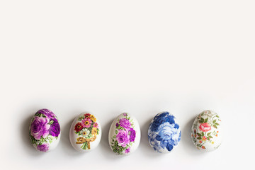 Decorated easter eggs with copy space
