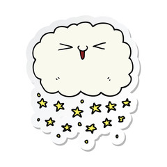 sticker of a happy cartoon cloud