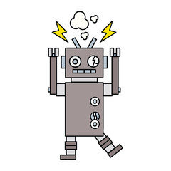 cute cartoon malfunctioning robot