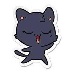 sticker of a happy cartoon cat