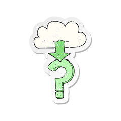 retro distressed sticker of a cartoon download from the cloud