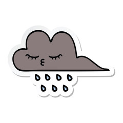 sticker of a cute cartoon storm rain cloud