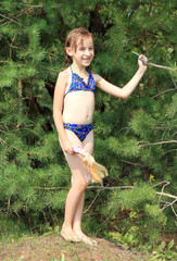 girl playing in nature