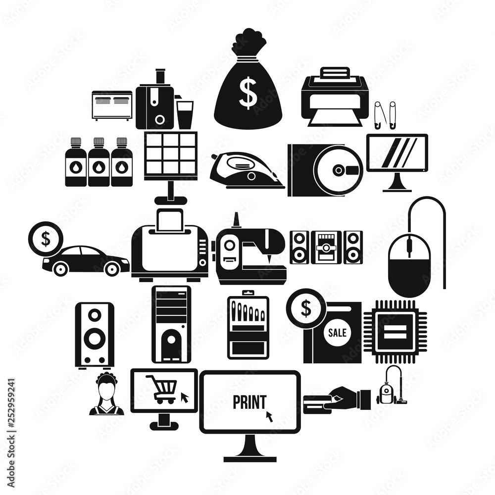 Poster computer things icons set. simple set of 25 computer things vector icons for web isolated on white b