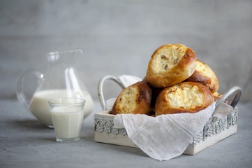 Cheesecakes with cottage cheese, buns with sweet cheese