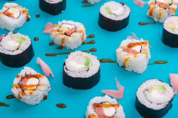 A set of fresh rolls Japanese cuisine