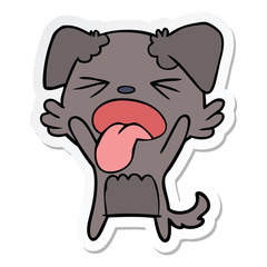 sticker of a cartoon disgusted dog
