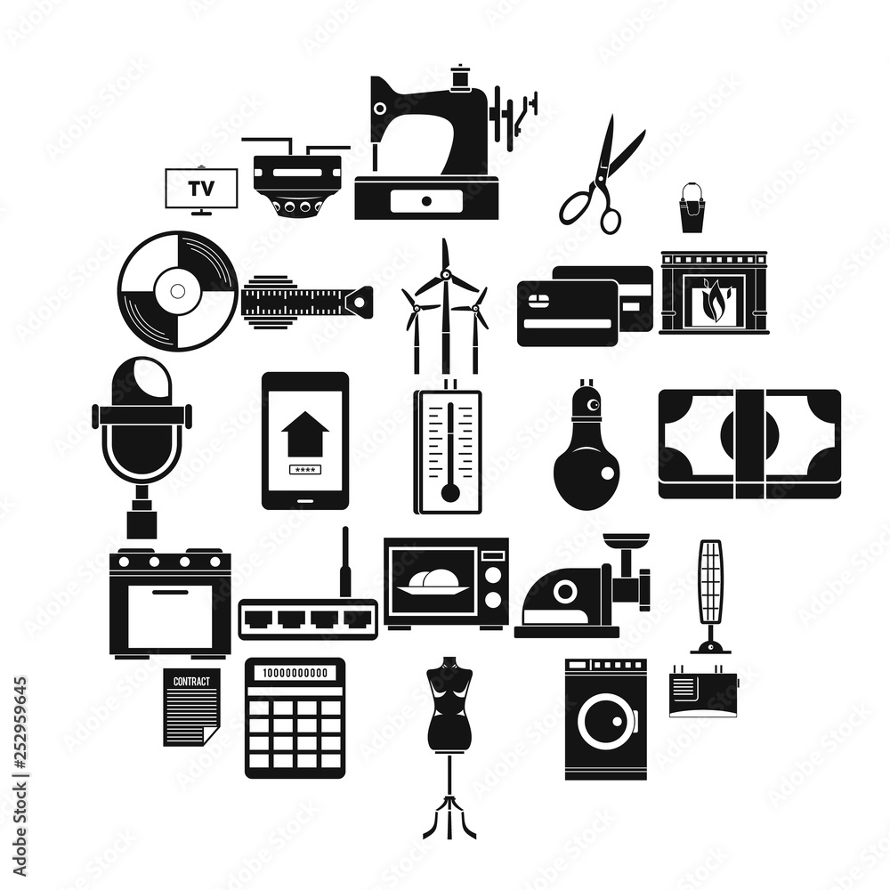 Poster computer staff icons set. simple set of 25 computer staff vector icons for web isolated on white bac