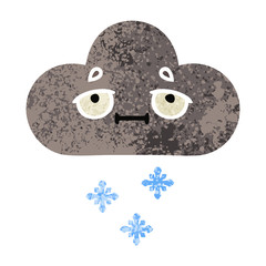 retro illustration style cartoon storm snow cloud