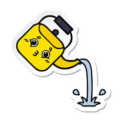 sticker of a cute cartoon pouring kettle
