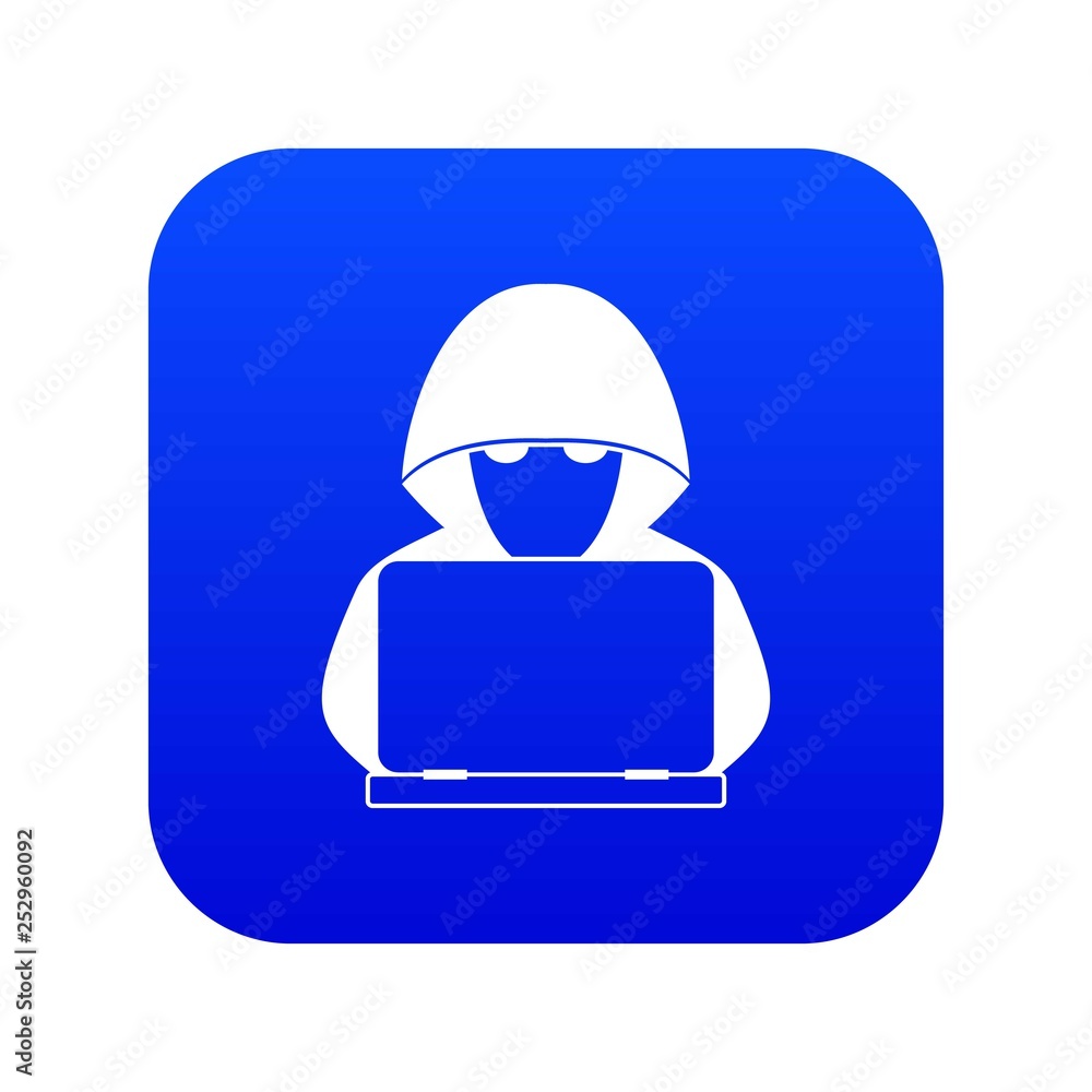 Poster computer hacker with laptop icon digital blue for any design isolated on white vector illustration