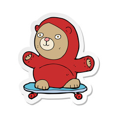 sticker of a cartoon bear on skateboard