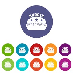 National burger icons color set vector for any web design on white background
