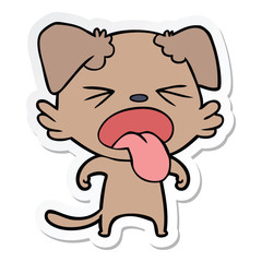 sticker of a cartoon disgusted dog