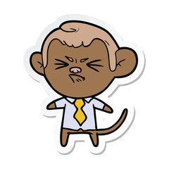 sticker of a cartoon annoyed monkey