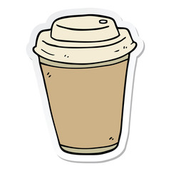 sticker of a cartoon takeout coffee cup