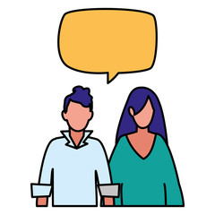 Obraz premium young couple with speech bubble characters