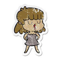distressed sticker of a cartoon woman