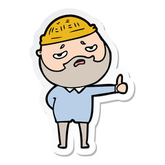 sticker of a cartoon worried man with beard