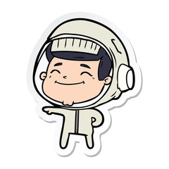 sticker of a happy cartoon astronaut