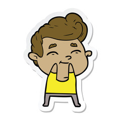 sticker of a happy cartoon man