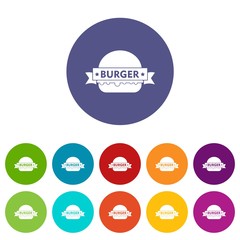 Obraz premium Emblem burger icons color set vector for any web design on white background