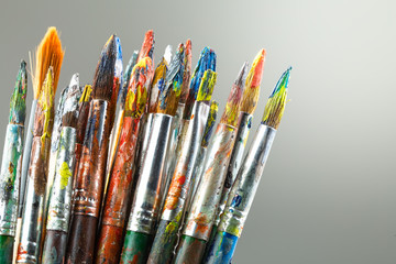 Fototapeta premium Paint brushes and paints for drawing.