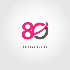 80 Year Anniversary Vector Template Design Illustration