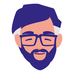 young man with beard head avatar character