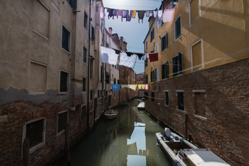 Venice is a special town on the sea in Italy. Small romantic canal, old buildings and traditional venetian houses