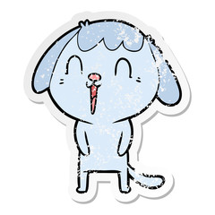 distressed sticker of a cute cartoon dog