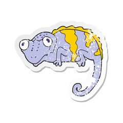 retro distressed sticker of a cartoon chameleon